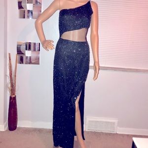Navy blue vintage sequins & beaded dress